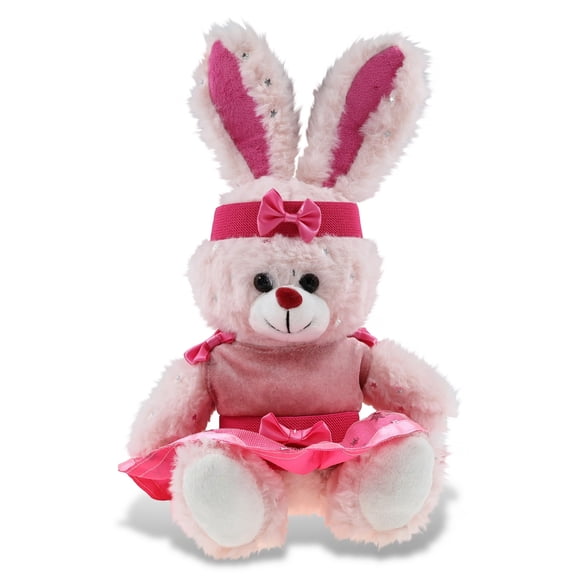 DolliBu Rose Gold Bunny Stuffed Animal with Ballerina Dress Up Set - Cute Bunny Plush Toy in Ballet Costume with Tutu Skirt, Headband, and Shirt for Kids and Adults - 8 Inches