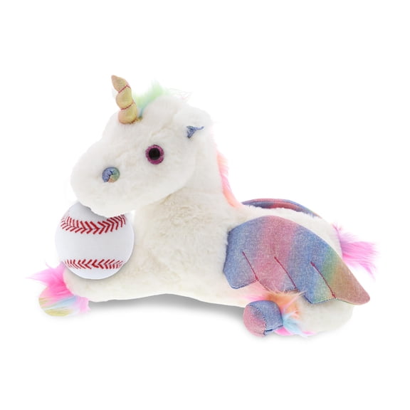 DolliBu Royal Flying Unicorn Stuffed Animal with Baseball Plush - Soft and Huggable Unicorn, Cute Fantasy Animal with Plush Baseball Toy for Kids, Adults - 12.5 Inches