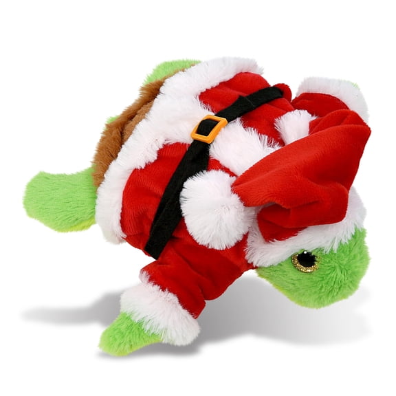 DolliBu Santa Big Eye Sea Turtle Stuffed Animal Plush Toy - Super Soft Ocean Animal Dress Up with Red Santa Claus Outfit, Cute Holiday Christmas Gift for Kids and Adults - 7.5 Inches
