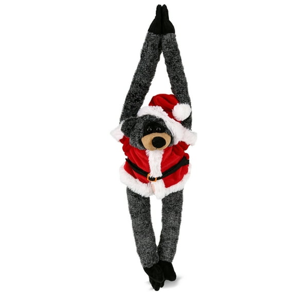 DolliBu Santa Black Bear Stuffed Animal Plush Toy - Super Soft Wild Animal Dress Up with Red Santa Claus Outfit, Cute Wildlife Gift, Perfect Holiday Christmas Gift - 21 Inch