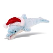 DolliBu Santa Blue Dolphin Stuffed Animal Plush Toy - Super Soft Ocean Life Animal Dress Up with Red Santa Claus Hat, Cute Ocean Life Gift, Perfect Holiday Gift - 14 Inches
