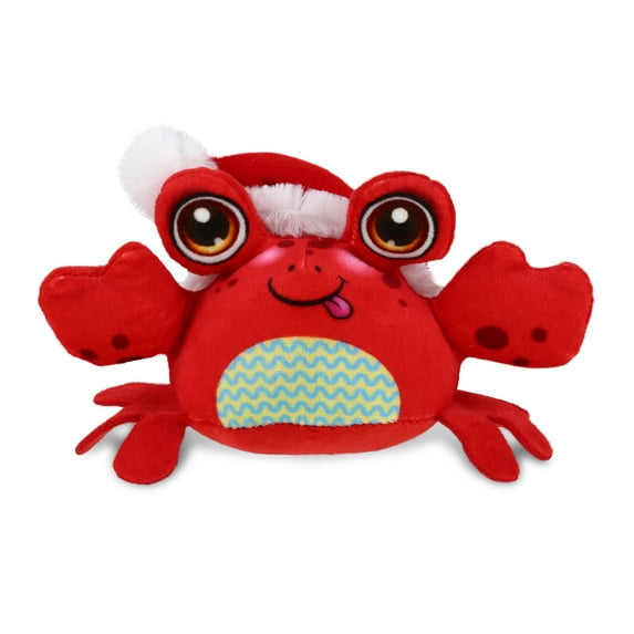 DolliBu Santa Crab Stuffed Animal Plush Toy - Super Soft Red Crab Plush Animal Dress Up with Red Santa Claus Hat, Cute Ocean Life Christmas Holiday Gift - 8 Inches