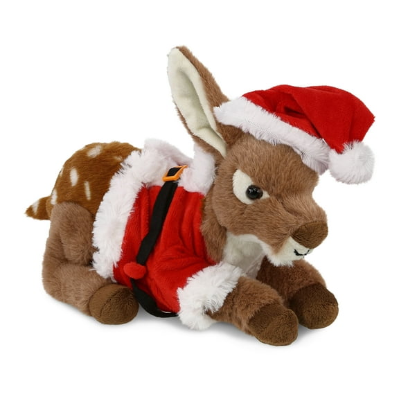 DolliBu Santa Fawn Deer Stuffed Animal Plush Toy - Super Soft Wild Animal Dress Up with Red Santa Claus Outfit, Cute Wild Life Animal Fawn Deer Gift Perfect Holiday Christmas Gift - 10 Inches