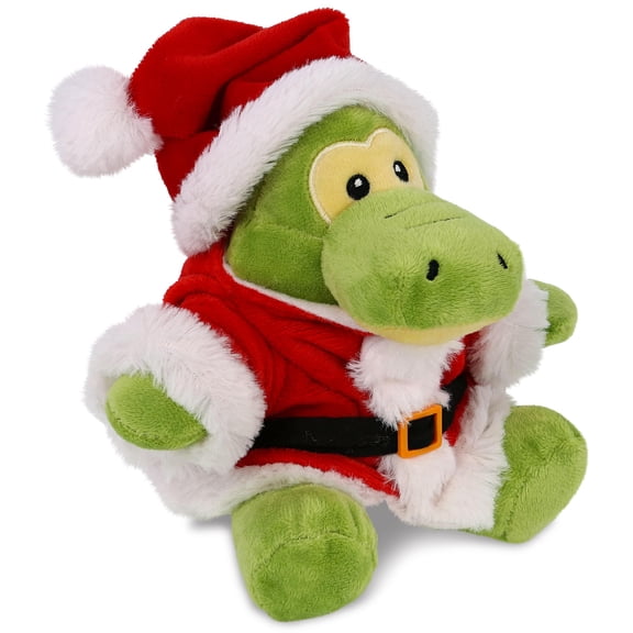 DolliBu Santa Gator Stuffed Animal Plush Toy - Super Soft Wild Life Animal Dress Up with Red Santa Claus Outfit, Cute Holiday Christmas Gift For Kids and Adults - 6 Inches
