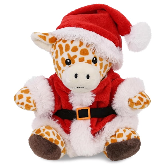DolliBu Santa Giraffe Stuffed Animal Plush Toy - Super Soft Safari Life Animal Dress Up with Red Santa Claus Outfit, Cute Holiday Christmas Gift For Kids and Adults - 6 Inches