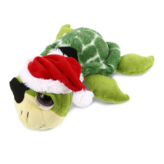 DolliBu Santa Green Pirate Sea Turtle Stuffed Animal Plush Toy - Super Soft Animal Dress Up with Red Santa Claus Outfit, Cute Ocean Life Gift, Perfect Holiday Gift - 9 Inch