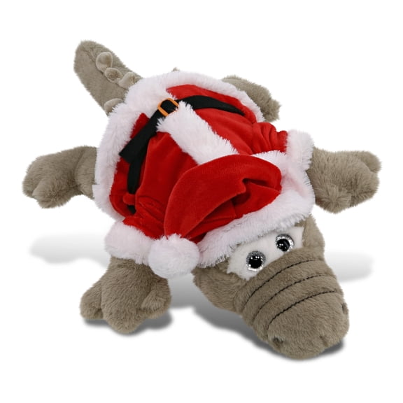 DolliBu Santa Grey Alligator Large Stuffed Animal Plush Toy - Super Soft Dress Up with Red Santa Claus Outfit, Cute Wildlife Alligator Gift Perfect Holiday Christmas Gift - 17 Inches