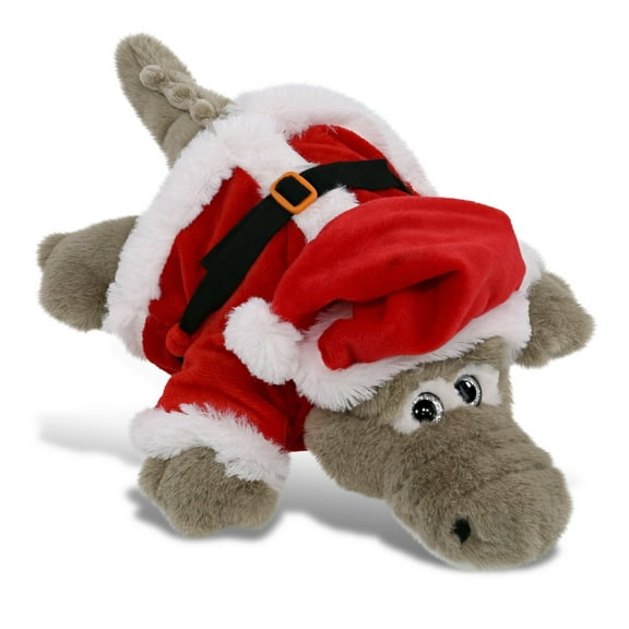 DolliBu Santa Grey Alligator Stuffed Animal Plush Toy - Super Soft Dress Up with Red Santa Claus Outfit, Cute Wildlife Alligator Gift Perfect Holiday Christmas Gift - 14 Inches