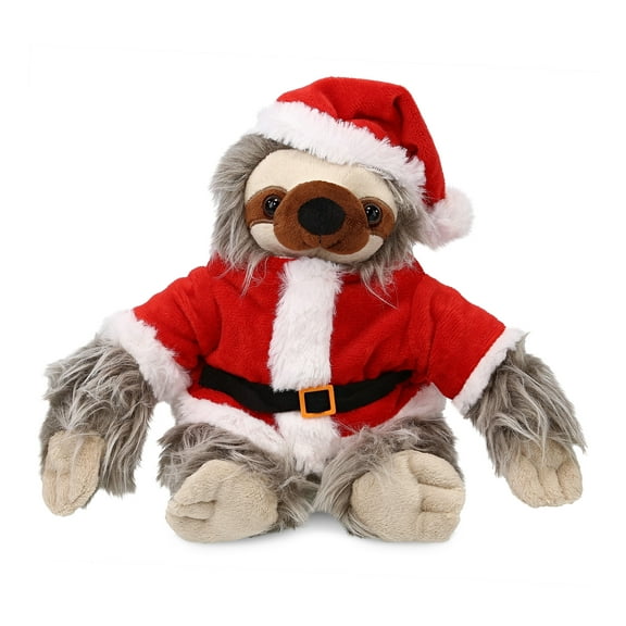 DolliBu Santa Grey Sloth Stuffed Animal Plush Toy - Super Soft Wild Animal Dress Up with Red Santa Claus Outfit, Cute Wild Life Animal Sloth Gift Perfect Holiday Christmas Gift - 7 Inches