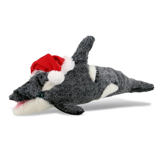 DolliBu Santa Killer Whale Stuffed Animal Plush Toy - Super Soft Ocean Life Animal Dress Up with Red Santa Claus Hat, Cute Ocean Life Gift, Perfect Holiday Gift - 18 Inches
