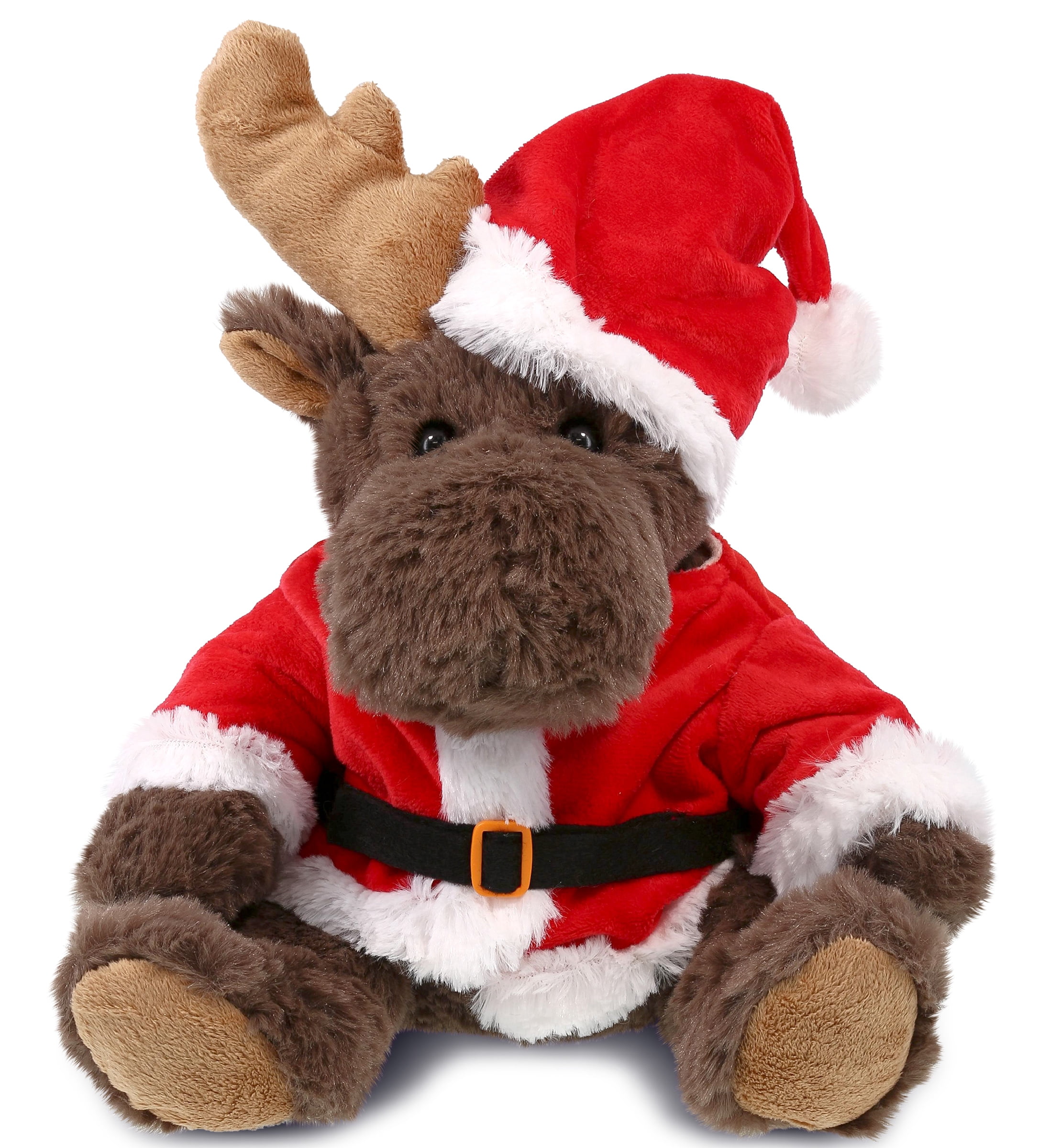 DolliBu Santa Moose with Red Plaid Hoodie Stuffed Animal Plush Toy ...