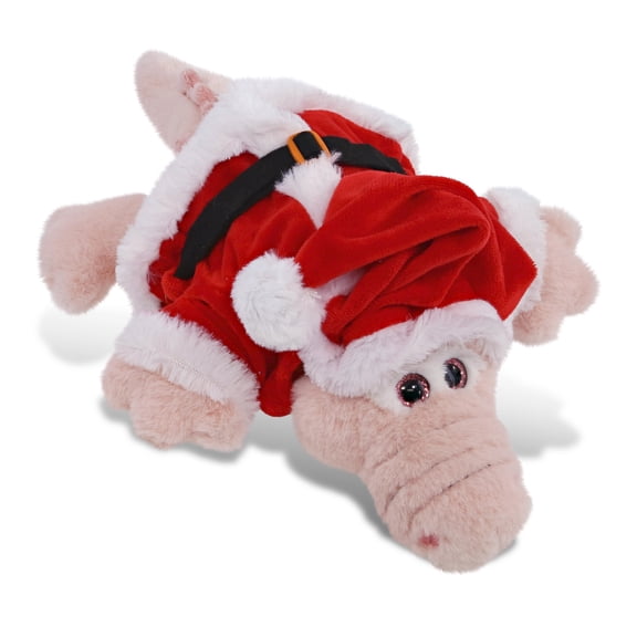 DolliBu Santa Pink Alligator Stuffed Animal Plush Toy - Super Soft Dress Up with Red Santa Claus Outfit, Cute Wild Life Animal Alligator Gift Perfect Holiday Christmas Gift - 14 Inches