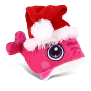 DolliBu Santa Pink Dolphin Stuffed Animal Plush Toy - Super Soft Stuffed Plush Dress Up with Red Santa Claus Hat, Cute Ocean Life Christmas Holiday Gift - 6 Inches
