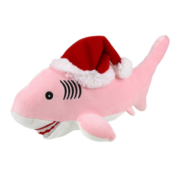 DolliBu Santa Pink Shark Stuffed Animal Plush Toy - Super Soft Wild Animal Dress Up with Red Santa Claus Outfit, Cute Wildlife Gift, Holiday Christmas Gift - 12 Inches