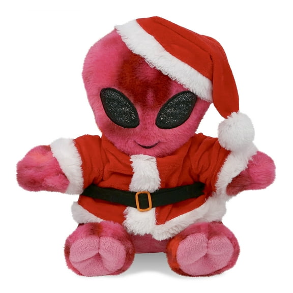 DolliBu Santa Pink Tie-Dye Alien Stuffed Doll Plush Toy - Super Soft Space Toy Dress Up with Red Santa Claus Outfit, Cute Space Creature Alien Gift Perfect Holiday Christmas Gift - 11 Inches