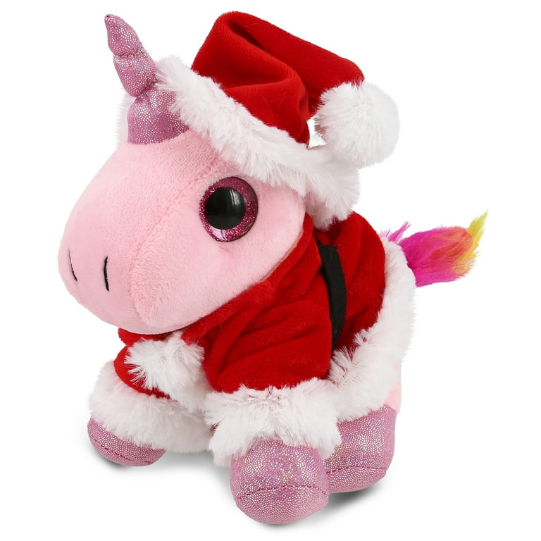DolliBu Santa Pink Unicorn Stuffed Animal Plush Toy Super Soft