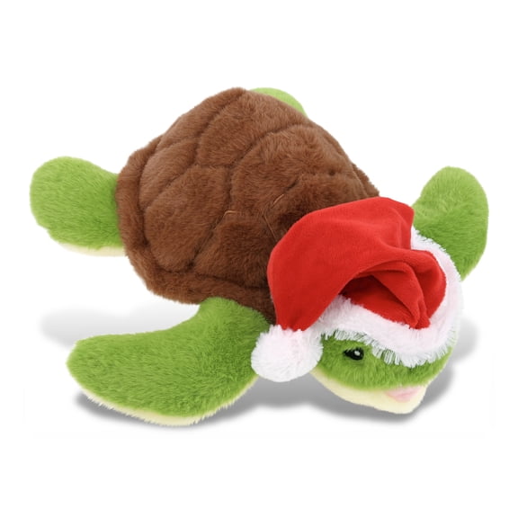DolliBu Santa Plush Eco-Friendly Sea Turtle Stuffed Animal Plush Toy - Super Soft Sea Animal Dress Up with Red Santa Claus Hat, Cute Ocean Life Turtle Gift, Perfect Holiday Christmas Gift - 12 Inches