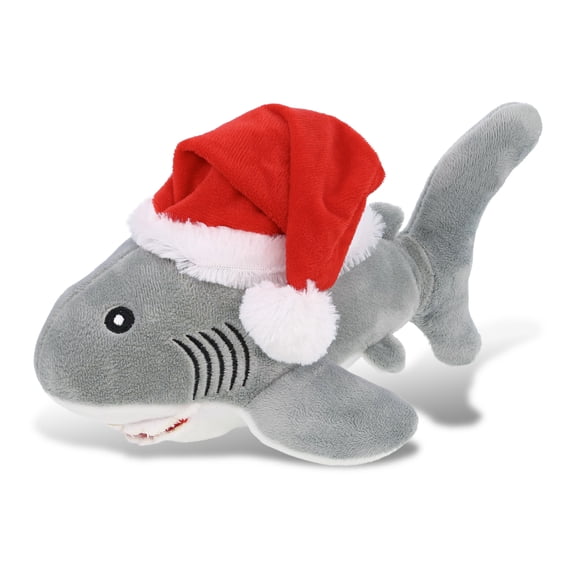 DolliBu Santa Plush Eco-Friendly Shark Stuffed Animal Plush Toy - Super Soft Sea Animal Dress Up with Red Santa Claus Hat, Cute Ocean Life Shark Gift, Perfect Holiday Christmas Gift - 12 Inches