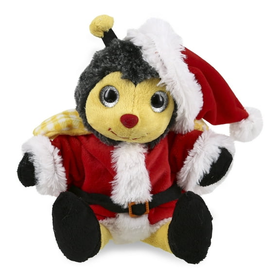 DolliBu Santa Sitting Bee Stuffed Animal Plush Toy - Super Soft Wild Animal Dress Up with Red Santa Claus Outfit, Cute Wildlife Gift, Holiday Christmas Gift - 6 Inches