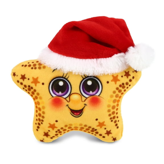 DolliBu Santa Starfish Stuffed Animal Plush Toy - Super Soft Star Fish Dress Up with Red Santa Claus Hat Outfit, Cute Ocean Wildlife Holiday Christmas Gift - 6.3 Inch