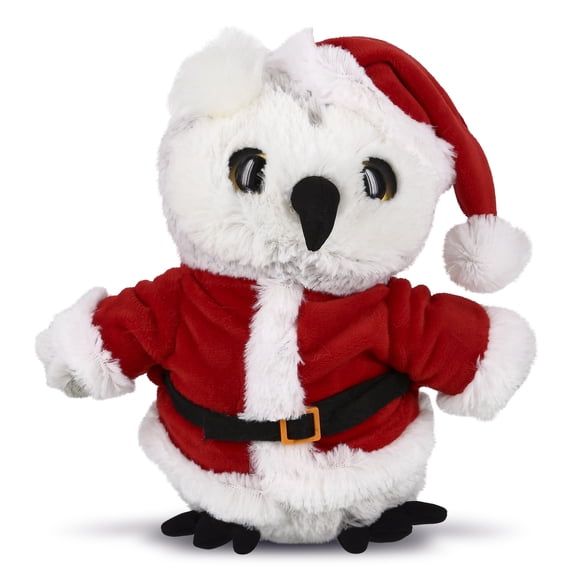 DolliBu Santa White Owl Stuffed Animal Plush Toy - Super Soft Wild Animal Dress Up with Red Santa Claus Outfit, Cute Wildlife Gift, Perfect Holiday Christmas Gift - 8.5 Inch