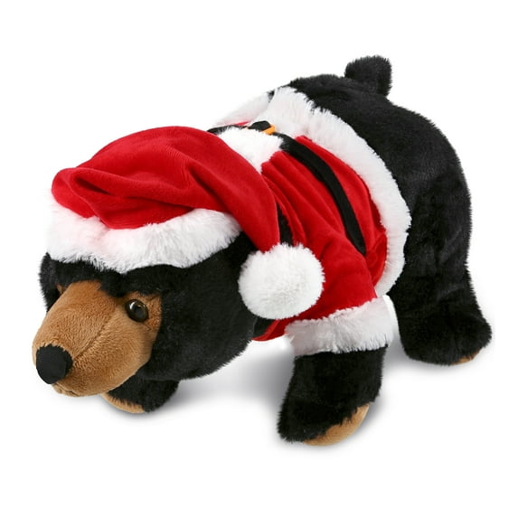 DolliBu Santa Wild Black Bear Stuffed Animal Plush Toy - Super Soft Wild Animal Dress Up with Red Santa Claus Outfit, Cute Wildlife Christmas Holiday Gift - 16 Inches