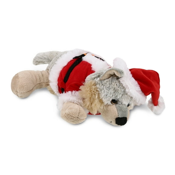 DolliBu Santa Wolf Stuffed Animal Plush Toy - Super Soft Wild Animal Dress Up with Red Santa Claus Outfit, Cute Wildlife Gift, Perfect Holiday Christmas Gift - 9 Inches