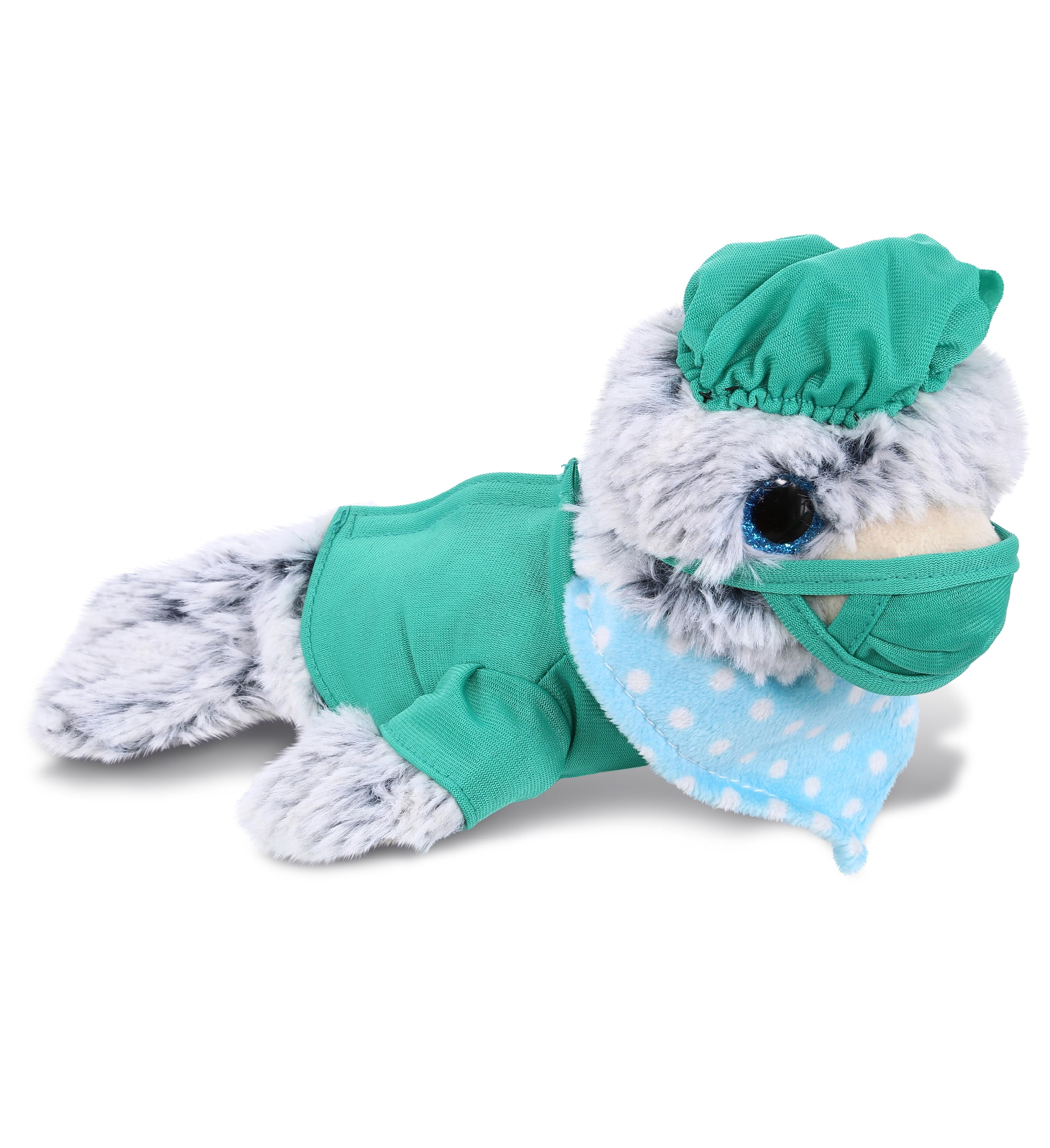 DolliBu Sea Lion Doctor Plush Toy - Super Soft Sea Lion Doctor Stuffed Animal Dress Up with Cute Scrub Uniform & Cap Outfit  - Fluffy Doctor Toy Plush Gift - 8 Inches