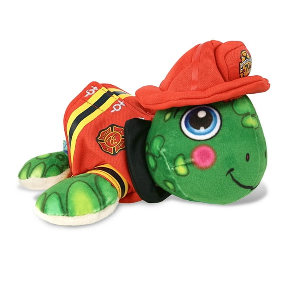 DolliBu Sea Turtle Firefighter Stuffed Animal - Plush Buddy Sea Turtle Fireman Toy with Red Fireman Costume Outfit and Fireman Hat, Cute Stuffed Animal Fire Fighter Doll Plush Toy for Kids - 6 Inch