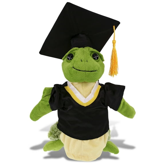 DolliBu Sea Turtle Graduation Plush Toy - Super Soft Sea Turtle Plush Graduation Hand Puppet Animal Dress Up with Gown and Cap with Tassel Outfit - Congratulatory Graduation Gift - 10 Inches