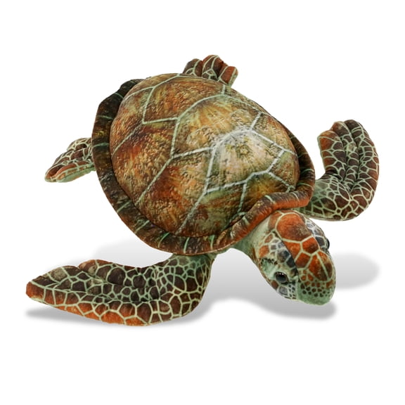 DolliBu Sea Turtle Stuffed Animal - Huggable Plush Toy for Kids and Adults - 14 inches