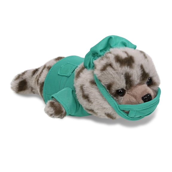 DolliBu Seal Doctor Plush Toy - Super Soft Seal Doctor Stuffed Animal Dress Up with Cute Scrub Uniform and Cap Outfit - Fluffy Toy Plush Gift for Doctor, Nurse, Surgeon, Dentist - 10 Inch