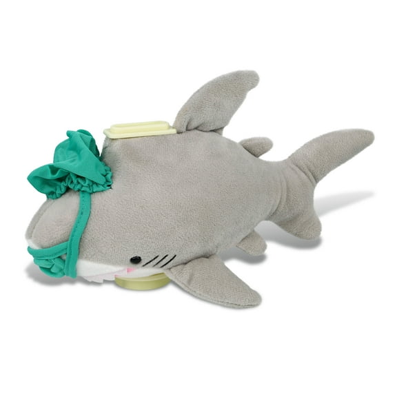 DolliBu Shark Doctor Plush Bank Toy - Super Soft Shark Doctor Stuffed Animal Dress Up with Cute Scrub Uniform and Cap Outfit - Fluffy Doctor Toy Plush Gift - 9 Inches