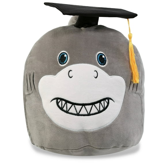 DolliBu Shark Graduation Plush Toy - Snug-Mooshies Shark Graduation Stuffed Animal Dress Up with Graduation Cap with Tassel - Reward Celebration Grad Gift - 10 Inch