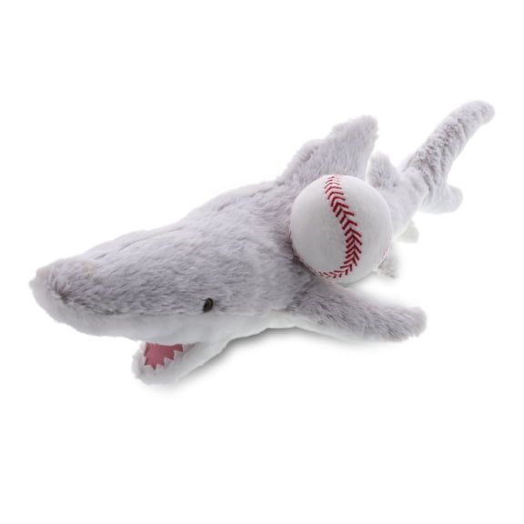 DolliBu Shark Stuffed Animal with Baseball Plush - Soft Huggable Grey Shark, Adorable Playtime Plush Toy, Cute Ocean Life Gift, Baseball Plush Doll Animal Toy for Kids and Adults - 23 Inches