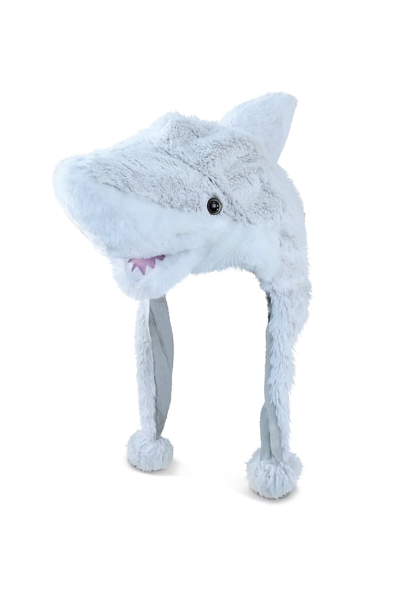 Shark Stuffed Animal Winter Hat - Cute Ocean Animal Winter Plush Shark Hat with Cozy Fleece for Kids, Teens, Adults - One Size