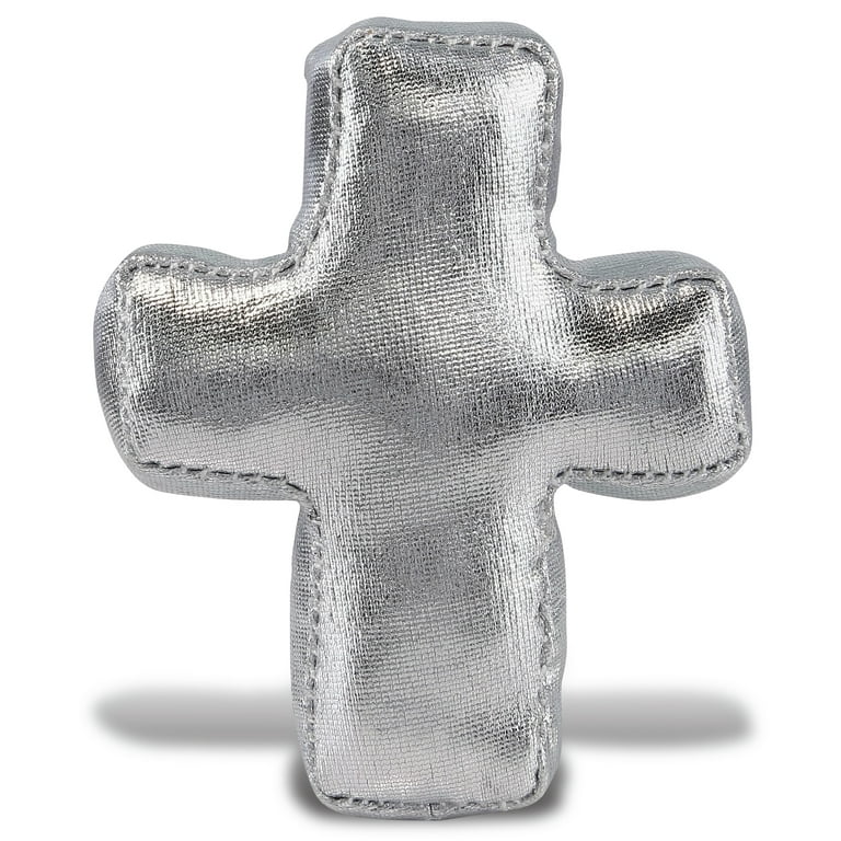 DolliBu Silver Cross Plush Mini Cross Ornament for Kids