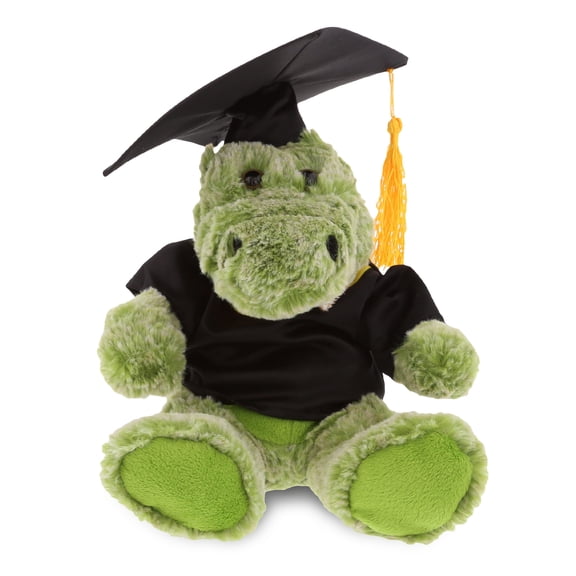 DolliBu Sitting Alligator Graduation Plush Toy - Soft Graduation Stuffed Animal Dress Up with Gown & Cap with Tassel Outfit - Cute Congratulatory Graduation Gift - 8 Inches