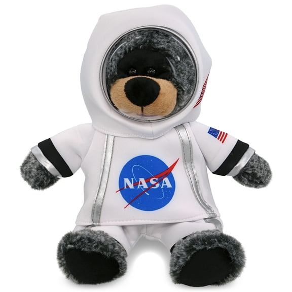 DolliBu Sitting Black Bear Astronaut Plush Toy - Super Soft Wild Life Astronaut Stuffed Animal Plush with Space Helmet and NASA Astronaut Suit, Cute Spaceman Doll Decor for Girls and Boys - 9 Inch