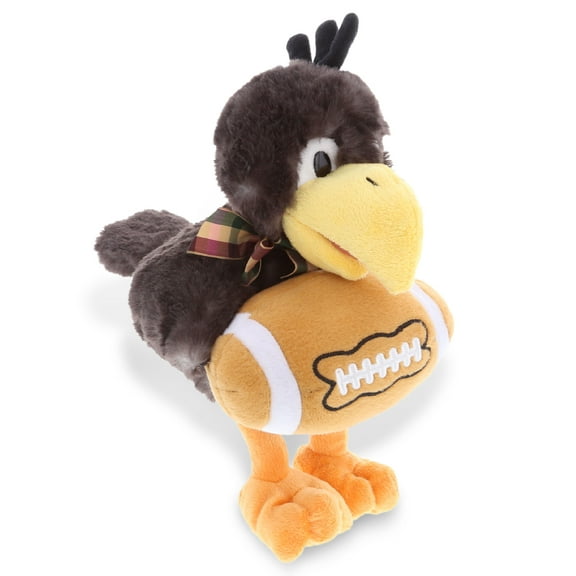 DolliBu Sitting Crow Stuffed Animal with Football Plush - Soft Huggable Crow, Adorable Playtime Plush Toy, Cute Wildlife Bird Gift, Football Plush Animal Toy for Kids and Adults - 9.5 Inches