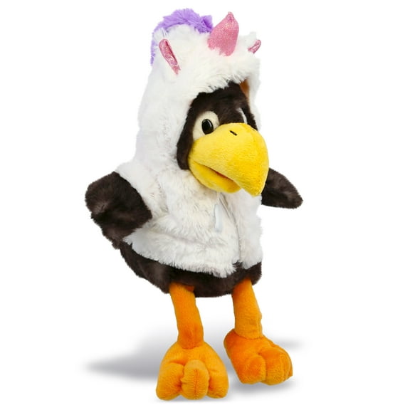 DolliBu Sitting Crow Unicorn Plush Stuffed Animal Toy - Super Soft Birdcorn Dress Up with Removable Plush Unicorn Outfit, Cute Fantasy Pet Life Gift - 9.5 Inches