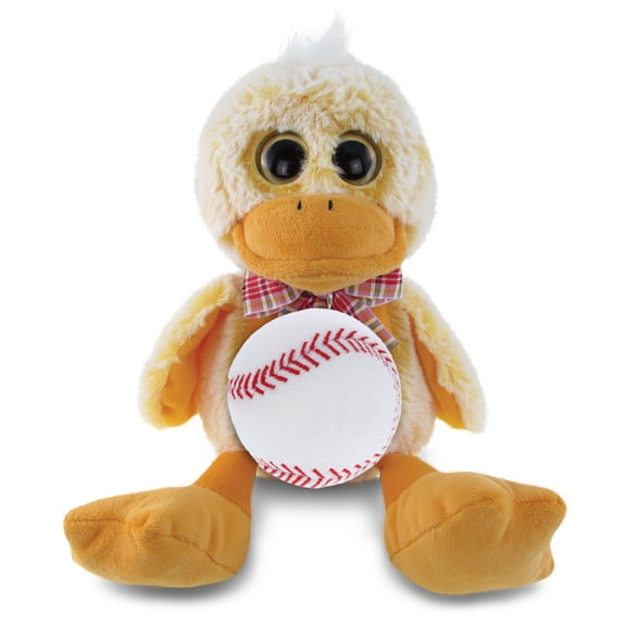 DolliBu Sitting Duck Stuffed Animal with Baseball Plush - Soft Huggable Duck, Adorable Playtime Plush Toy, Cute Wildlife Gift, Super Soft Plush Doll Animal Toy for Kids and Adults - 9 Inch
