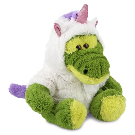 DolliBu Sitting Green Alligator Unicorn Plush Stuffed Animal Toy - Super Soft Gatorcorn Dress Up with Removable Plush Unicorn Outfit, Cute Fantasy Wildlife Gift - 12 Inches