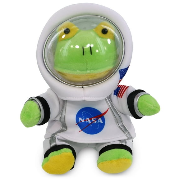 DolliBu Sitting Green Frog Astronaut Plush Toy - Super Soft Farm Life Astronaut Stuffed Animal Plush with Space Helmet and NASA Astronaut Suit, Cute Spaceman Doll Decor for Girls and Boys - 6 Inch