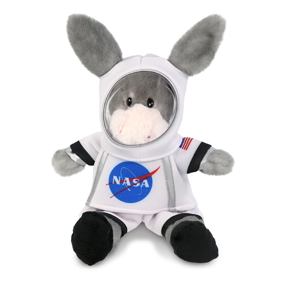 DolliBu Sitting Grey Donkey Astronaut Plush Toy - Super Soft Farm Life Astronaut Stuffed Animal with Space Helmet and NASA Astronaut Suit, Spaceman Doll Decor for Girls and Boys - 6.5 Inch