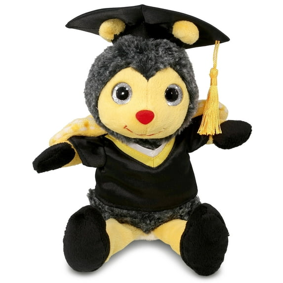 DolliBu Sitting Honeybee Graduation Plush Toy - Super Soft Graduation Stuffed Animal Dress Up with Gown and Cap with Tassel Outfit - Cute Congratulatory Graduation Gift - 7 Inches