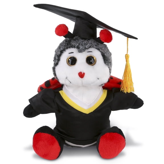 DolliBu Sitting Ladybug Graduation Plush Toy - Super Soft Graduation Stuffed Animal Dress Up with Gown and Cap with Tassel Outfit - Cute Congratulatory Graduation Gift - 9 Inches
