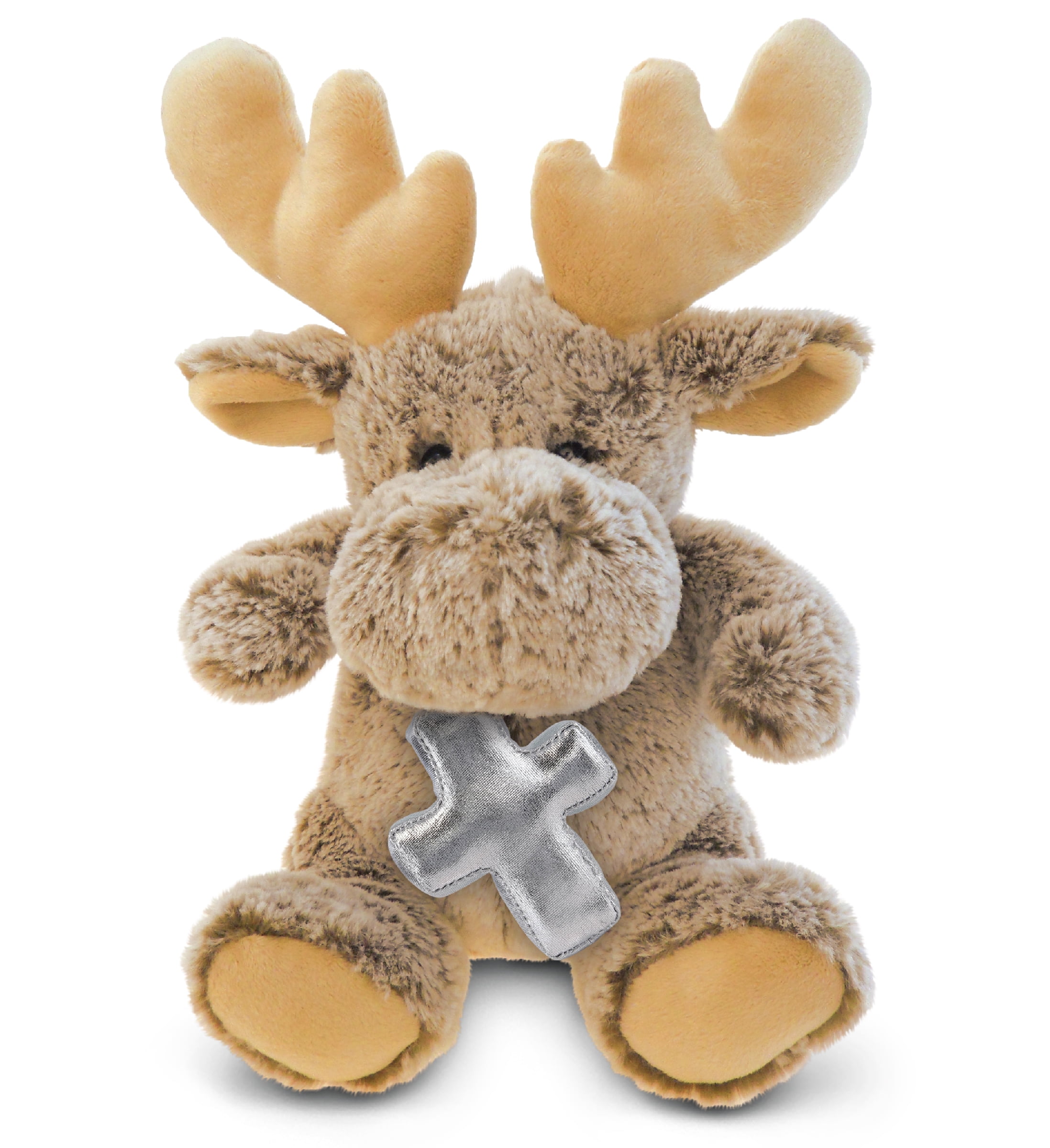DolliBu Sitting Moose Stuffed Animal with Silver Cross Plush ...
