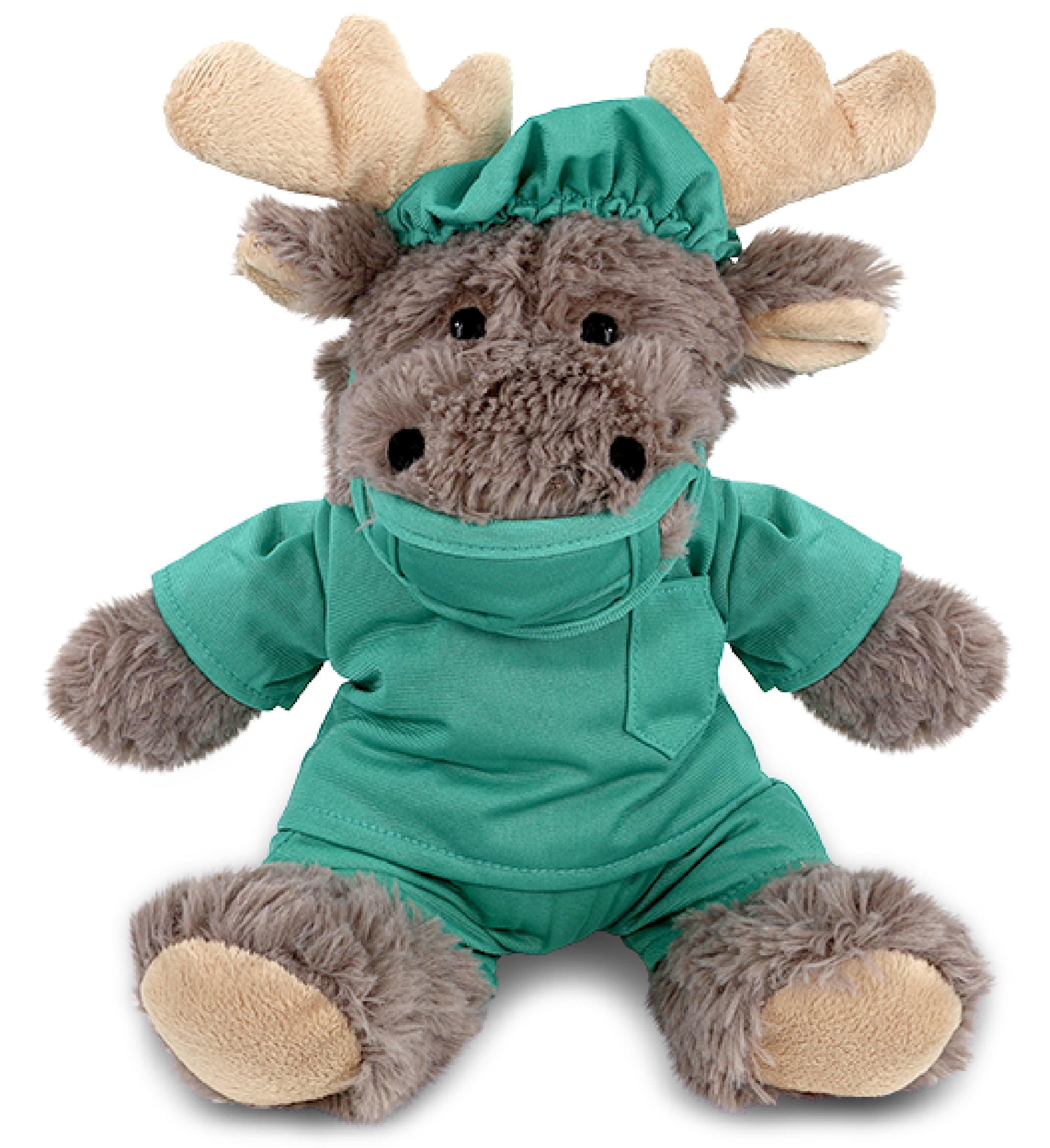 DolliBu Sitting Moose With Grey Hooded Sweater Doctor Plush Toy - Super