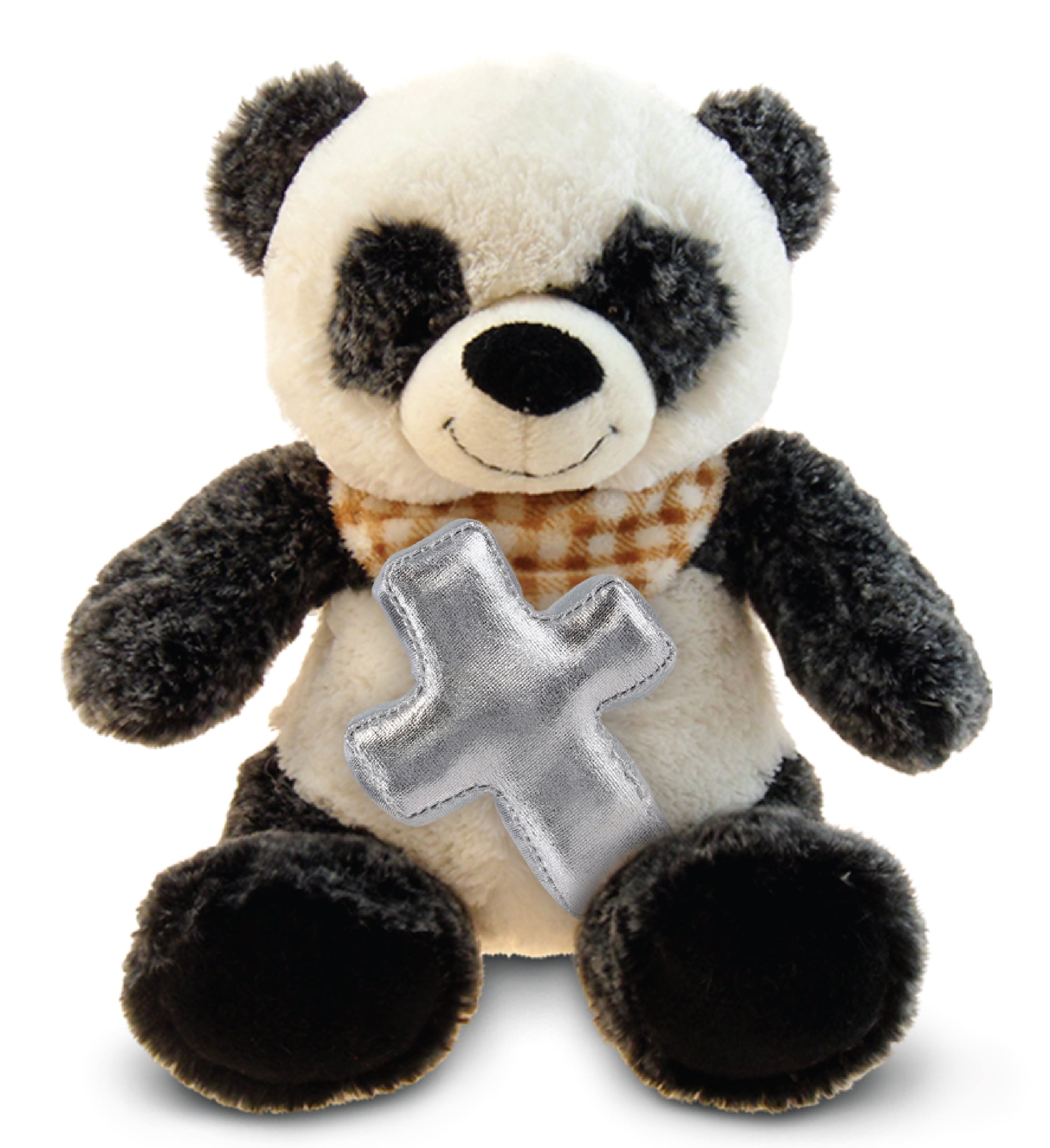 DolliBu Sitting Panda Stuffed Animal with Silver Cross Plush ...